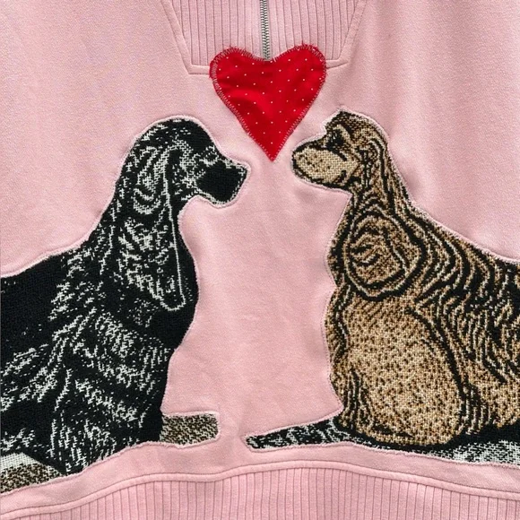 AERIE Upcycled Puppy Love Quarter Zip Sweatshirt - Size Medium - Picture 3 of 6